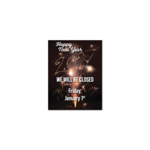 2026 Holiday Closing Posters, 8-1/2" x 11" Printed full bleed on both sides.