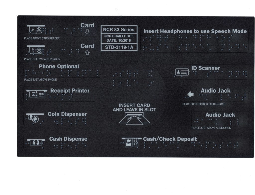 NCR 6680 Series Braille Decal Set EMV Breckenridge Financial Supplies